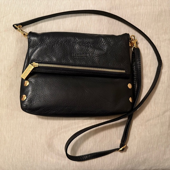 HAMMITT VIP Black and Gold Crossbody Bag buttery soft pebbled leather - Picture 8 of 13